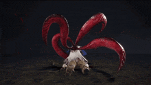 a video game character is being attacked by a monster