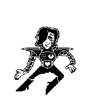 a black and white pixel art drawing of a man standing on one leg .