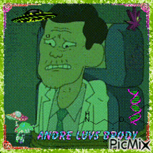 a picture of a cartoon character with andre luvs brody written on the bottom