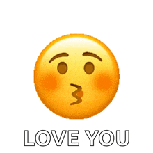 a smiley face is blowing a kiss with the words love you written below it
