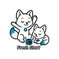 a sticker that says fresh start with two foxes on it