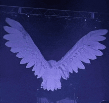 a statue of an eagle with its wings spread in the dark