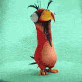 a cartoon bird with big eyes and a long neck
