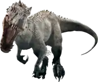 a gray dinosaur with its mouth open and sharp claws