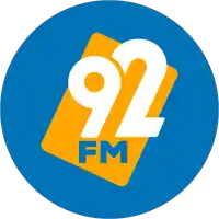 a blue circle with 92 fm on it