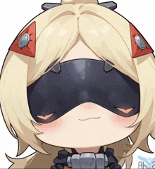 a cartoon drawing of a girl wearing a mask with the letters ahc on the bottom