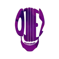 a purple skull with the word quez written inside