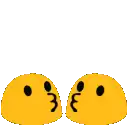 two smiley faces kissing with a heart above them