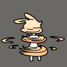 a cartoon drawing of a rabbit with a circle around it