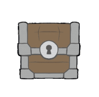 a cartoon drawing of a treasure chest with a coin sticking out of it