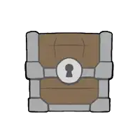 a cartoon drawing of a treasure chest with a coin sticking out of it