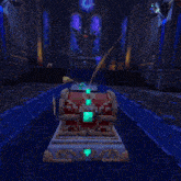 a treasure chest in a video game with a purple glow