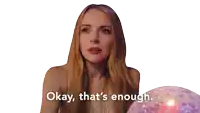 a woman says okay that 's enough in front of a pink ball