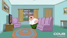 a cartoon of peter griffin in a living room with a coub logo