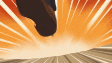 a person 's foot is flying through the air in a cartoon scene
