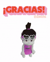 a cartoon girl wearing sunglasses and a headband with the word gracias on it