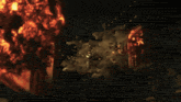 a painting of a building being destroyed by a bomb