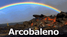 rainbow sky volcano lava