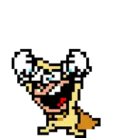 a pixel art of a cartoon character with glasses and a cape is laughing .