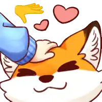 a cartoon drawing of a person petting a fox 's face