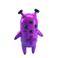 a purple toy with a cross on it