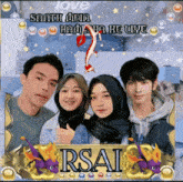 a group of people posing for a picture with a sign that says rsai on it
