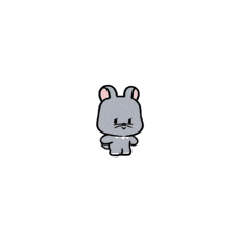 a cartoon drawing of a rabbit with an angry look on his face .
