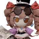a stuffed animal wearing a top hat and sunglasses is sitting next to a newspaper .