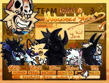 a poster for team fossils unleashed stars shows a skull and a few animals