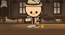 a cartoon character with a clipboard that says " health inspector "