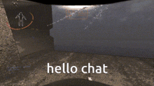 a screenshot of a video game with a shovel and the words hello chat