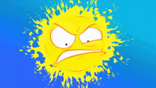 a cartoon sun with a very angry face