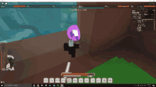 a screenshot of a video game shows a character with a purple object in his hand