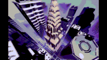an aerial view of a city with the chrysler building in the middle
