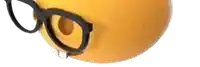 a close up of a smiley face with glasses and a tear coming out of it 's eye .