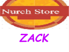 a pixelated logo for nurch store with the name zack