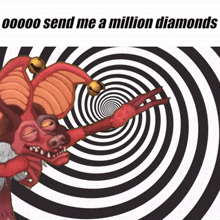 a picture of a monster with a hypnotic spiral in the background