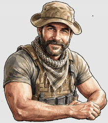 a man with a hat and scarf around his neck