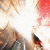 a close up of a person 's face with a blurred background and a white light coming out of it .