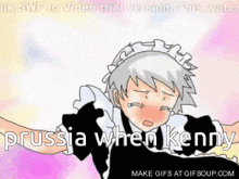 a cartoon of a maid with the words prussia when kenny above her