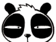 a black and white drawing of a panda bear with its mouth open .