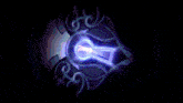 a dark background with a purple glowing object in the middle