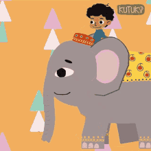 Riding Elephant Minku GIF - Riding Elephant Minku Kutu GIFs