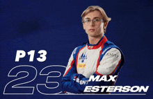 a young man in a racing suit with the number 23 on the bottom