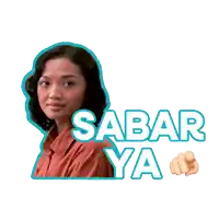 a sticker of a woman with the words sabar ya