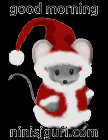 Good Morning Mouse GIF - Good Morning Mouse Santa GIFs