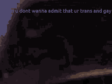 a blurry picture of a person 's face with the words when u dont wanna admit that ur trans and gay