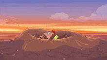 perry the platypus is in a hole in the ground with a star