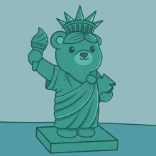 a statue of liberty with a teddy bear holding a torch