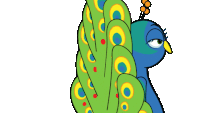 a cartoon peacock giving a thumbs up